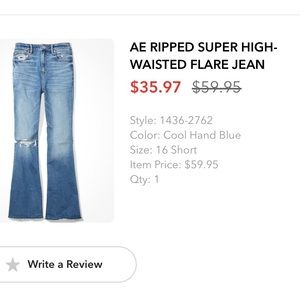 AE Ripped Super-High Waisted Flare Jean 16P